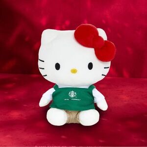 Starbucks x Hello Kitty 2025 Plush Doll with Green Barista Apron Sanrio New